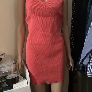 Almost Famous Coral Ribbed Mini tube Dress